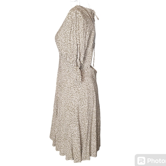 Lulus Excellent Style Olive Green Print Puff Sleeve Mini Dress Size Medium - Picture 3 of 6